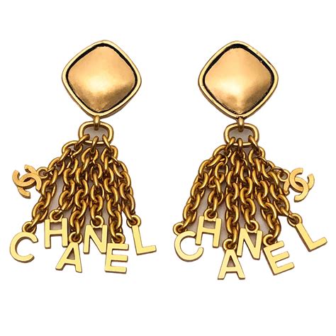 Chanel name drop earrings